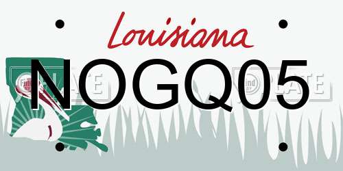 NOGQ05 Louisiana License Plate