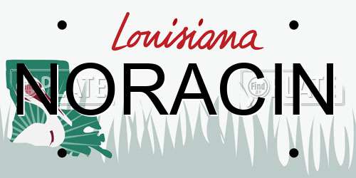 NORACIN Louisiana License Plate