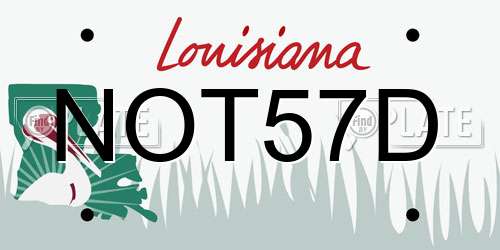 NOT57D Louisiana License Plate