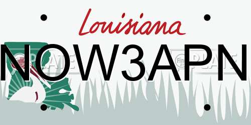 NOW3APN Louisiana License Plate