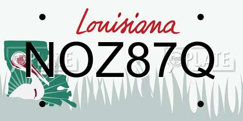 NOZ87Q Louisiana License Plate