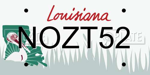 NOZT52 Louisiana License Plate