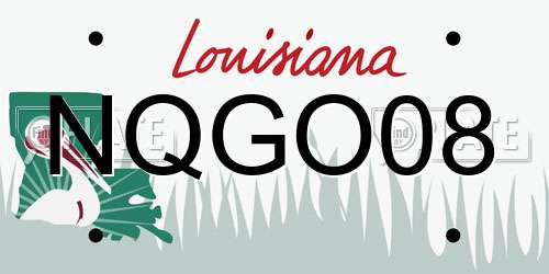 NQGO08 Louisiana License Plate