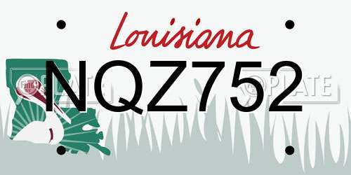 NQZ752 Louisiana License Plate