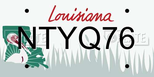 NTYQ76 Louisiana License Plate