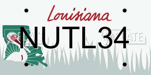 NUTL34 Louisiana License Plate