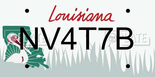 NV4T7B Louisiana License Plate