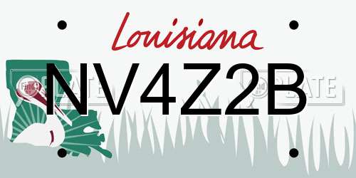 NV4Z2B Louisiana License Plate