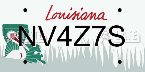 NV4Z7S Louisiana License Plate