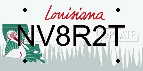 NV8R2T Louisiana License Plate