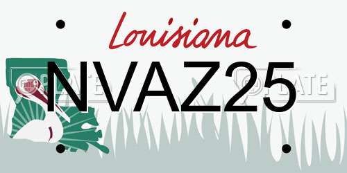NVAZ25 Louisiana License Plate