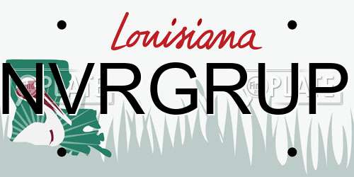 NVRGRUP Louisiana License Plate