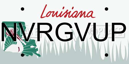 NVRGVUP Louisiana License Plate