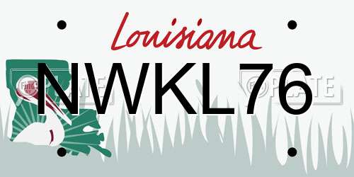 NWKL76 Louisiana License Plate