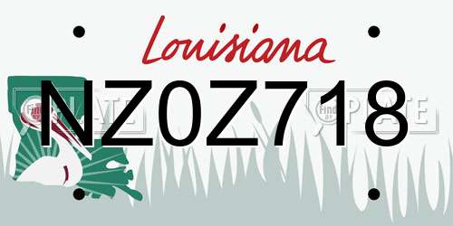 NZ0Z718 Louisiana License Plate
