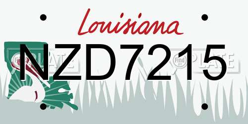 NZD7215 Louisiana License Plate