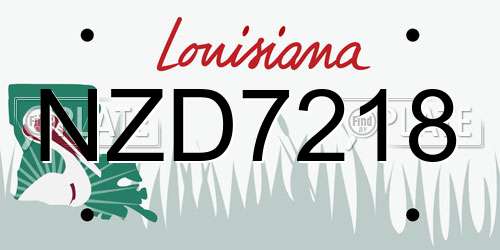 NZD7218 Louisiana License Plate