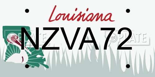 NZVA72 Louisiana License Plate