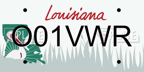 O01VWR Louisiana License Plate