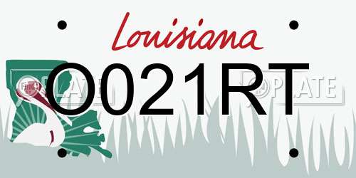 O021RT Louisiana License Plate