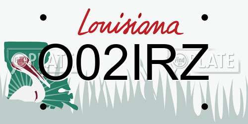 O02IRZ Louisiana License Plate