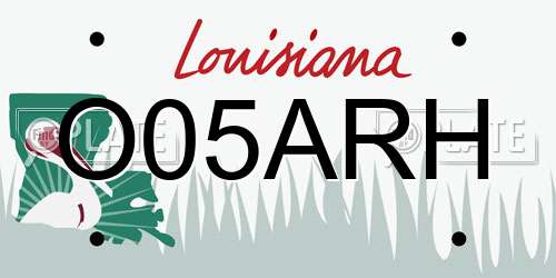 O05ARH Louisiana License Plate