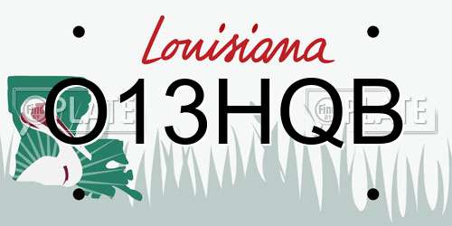O13HQB Louisiana License Plate