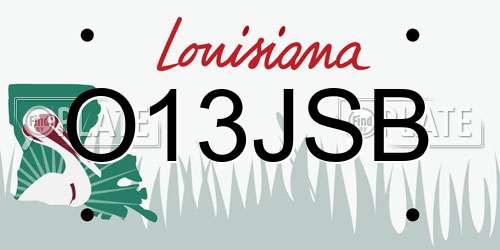 O13JSB Louisiana License Plate