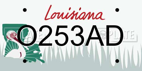 O253AD Louisiana License Plate