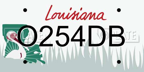 O254DB Louisiana License Plate