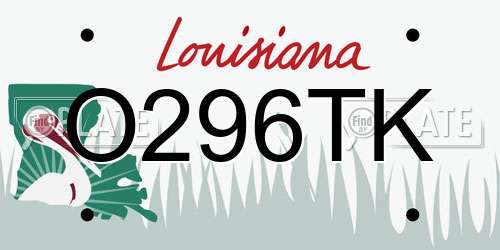 O296TK Louisiana License Plate