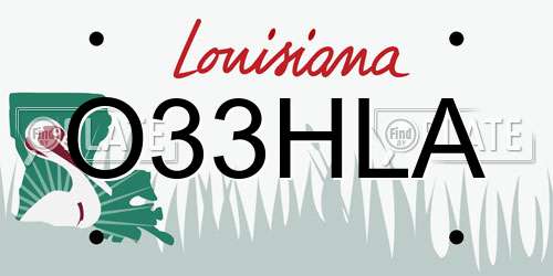 O33HLA Louisiana License Plate