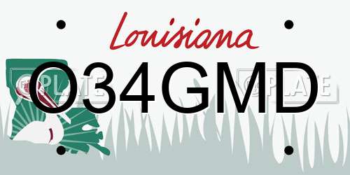 O34GMD Louisiana License Plate