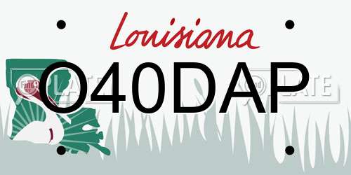O40DAP Louisiana License Plate
