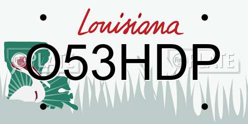 O53HDP Louisiana License Plate