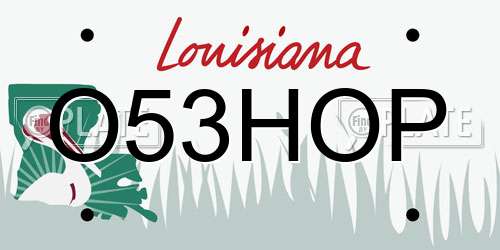 O53HOP Louisiana License Plate