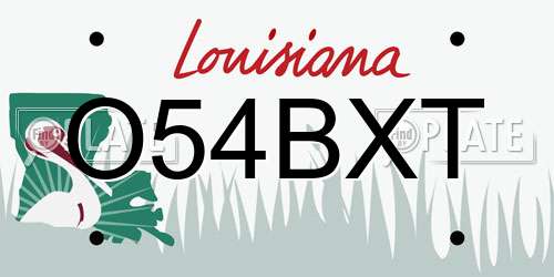 O54BXT Louisiana License Plate