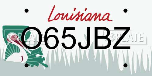 O65JBZ Louisiana License Plate