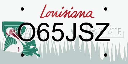 O65JSZ Louisiana License Plate