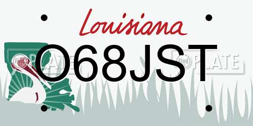 O68JST Louisiana License Plate
