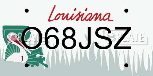O68JSZ Louisiana License Plate