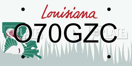 O70GZC Louisiana License Plate