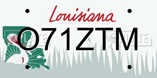 O71ZTM Louisiana License Plate