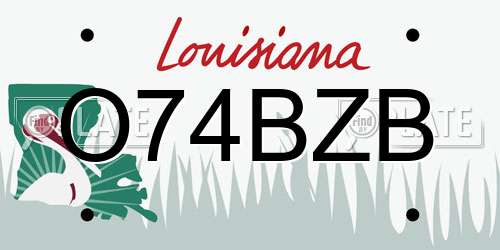 O74BZB Louisiana License Plate