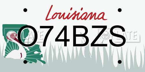 O74BZS Louisiana License Plate