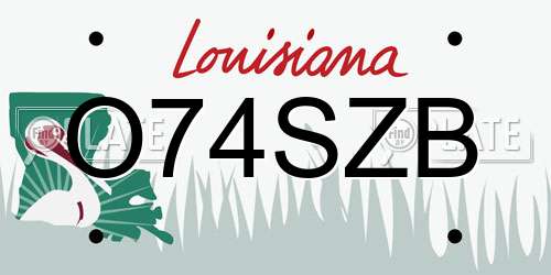 O74SZB Louisiana License Plate