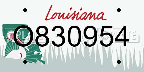 O830954 Louisiana License Plate
