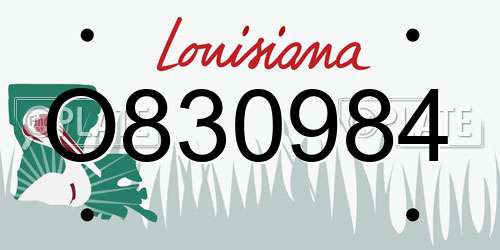 O830984 Louisiana License Plate