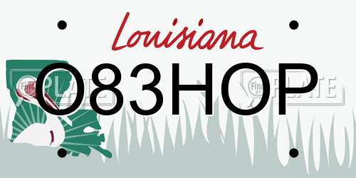 O83HOP Louisiana License Plate
