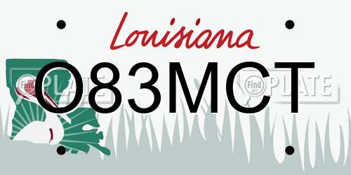 O83MCT Louisiana License Plate